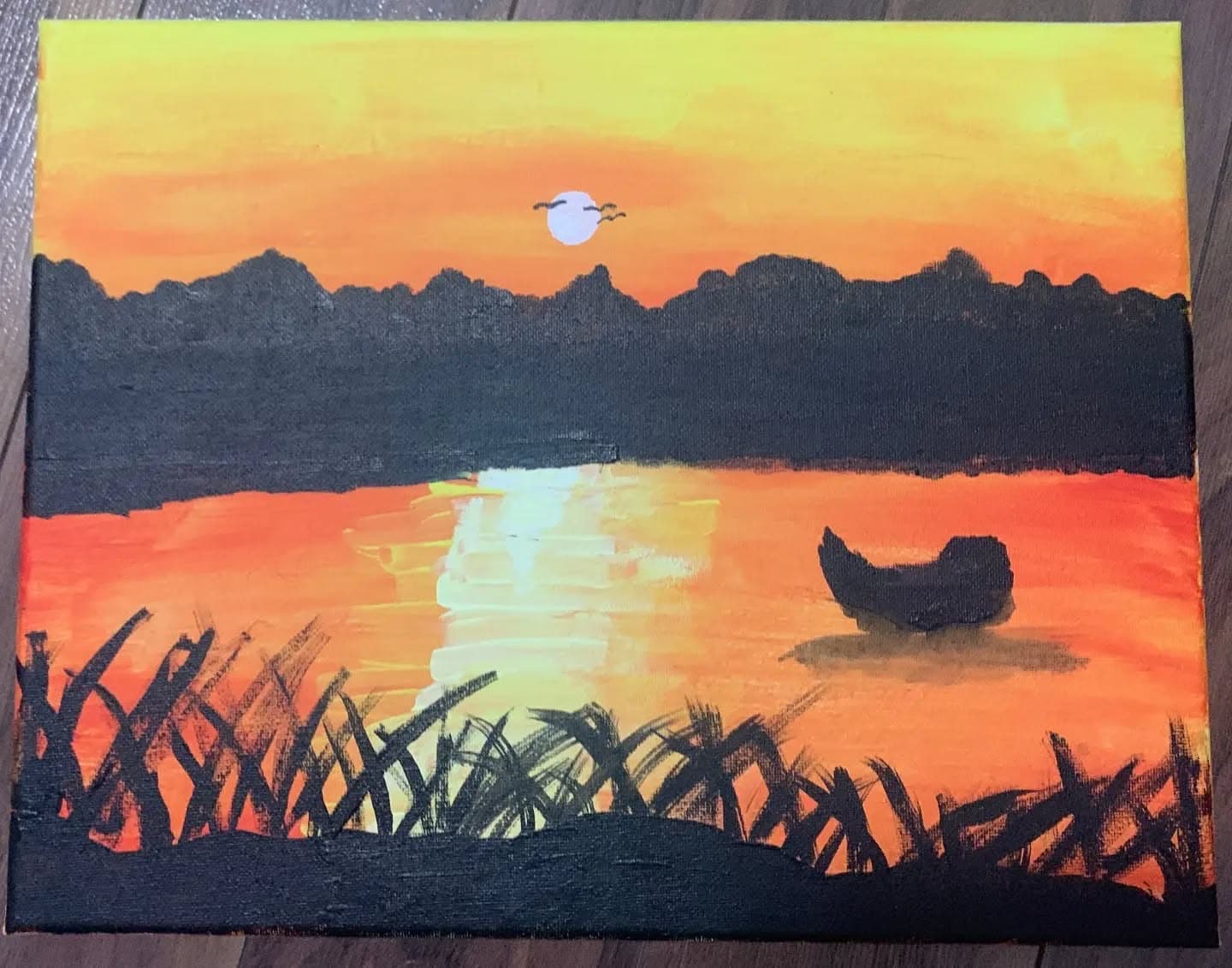 Lakshan first attempt at acrylic canvas painting..